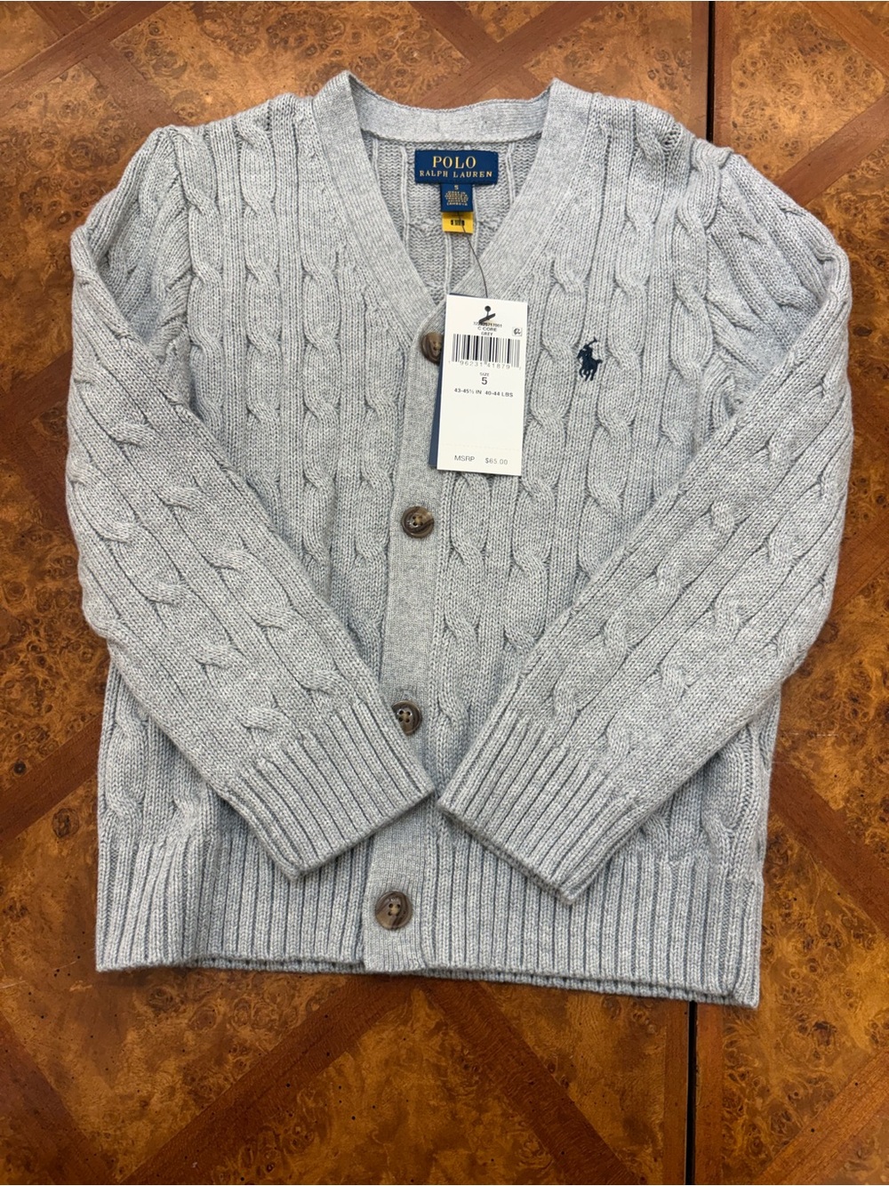 Polo by Ralph Lauren Light Blue Cable-Knit V-Neck Cardigan